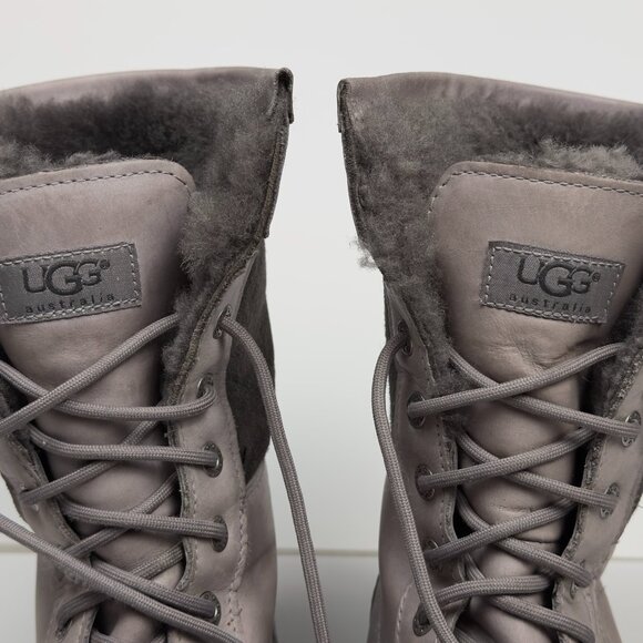 UGG Adirondack II Grey Charcoal Shearling Boots 8 - Picture 10 of 13